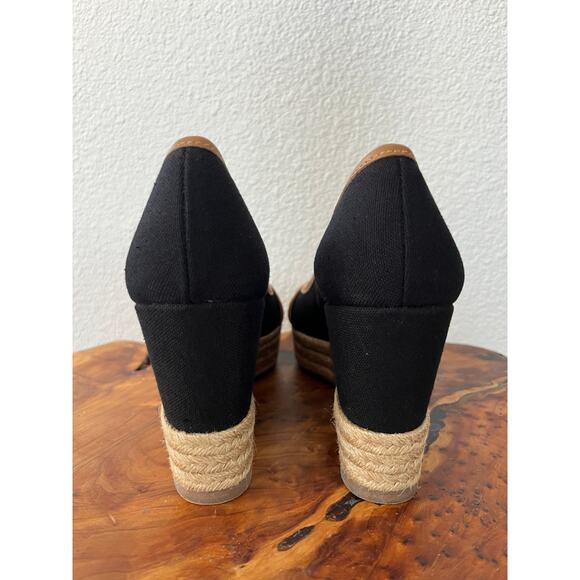 Tory Burch Majorca Black Canvas Wedge Espadrille Heels Women Size EU 35.5/US 5.5 - Picture 5 of 9